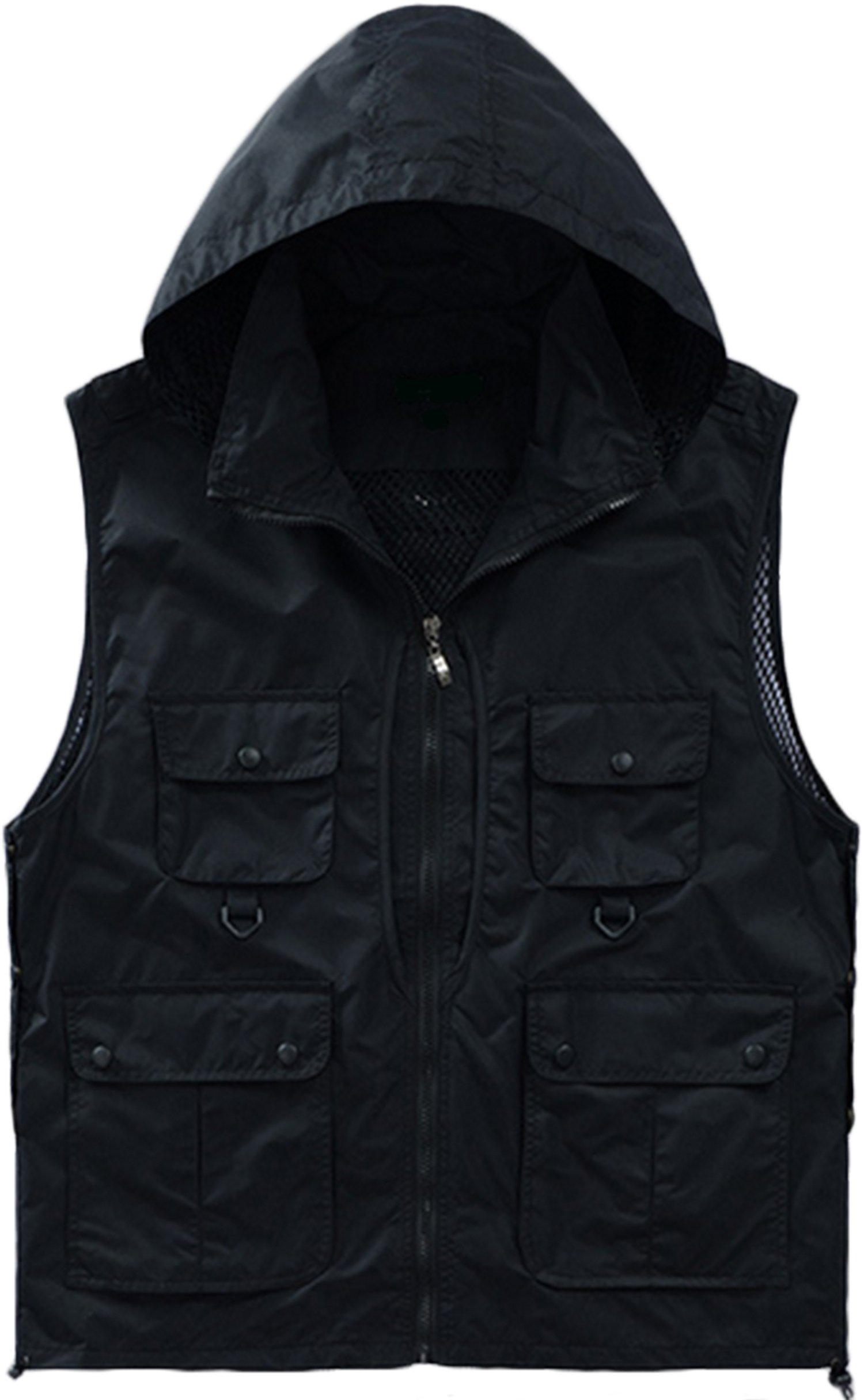 Men's Breathable Photographer Fishing Vest With Detachable Hood Black X-Large