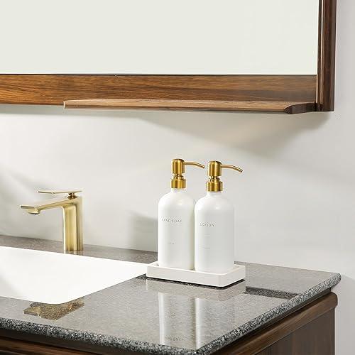 Miniatura 6 de Juego de baño dispensador de jabón dorado, dispensador de manos y loción con bomba de acero inoxidable, perfecto para decoración moderna de baño