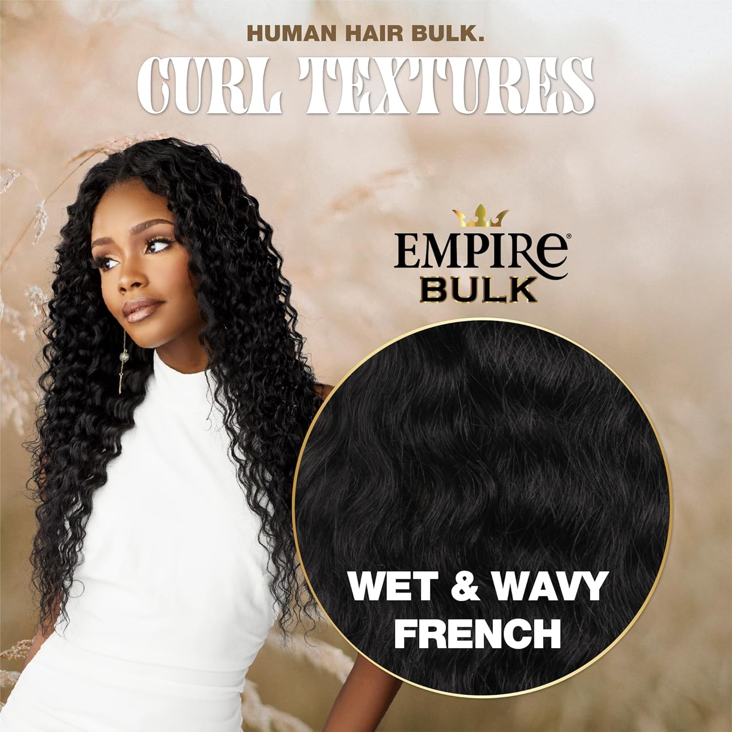 Sensationnel Empire Bulk Braiding – Wet and Wavy French Human Hair Braids for Knotless Boho Box or Curly Loose Wave Styles (18 inch, S4/27)