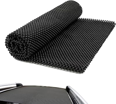 Car Roof Rack Pad, 39" x 47" Anti-slip Scratch-resistant PVC Cargo Storage Rug Mat, Cuttable Breathability Paint Protective Liner, Universal for Roof Rack Trunk Floor Black