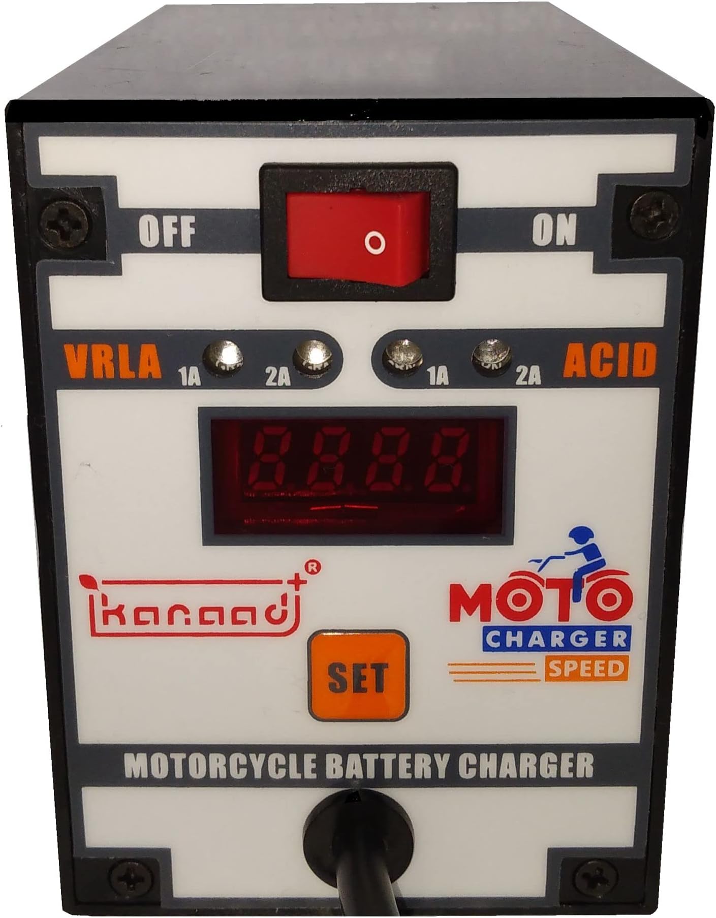 Moto Speed - Fully Automatic 1A and 2A Motorcycle VRLA Battery Chargers for 2.5Ah to 14Ah with Digital Display, Auto-Cutoff and Full Charging Indicator (1)