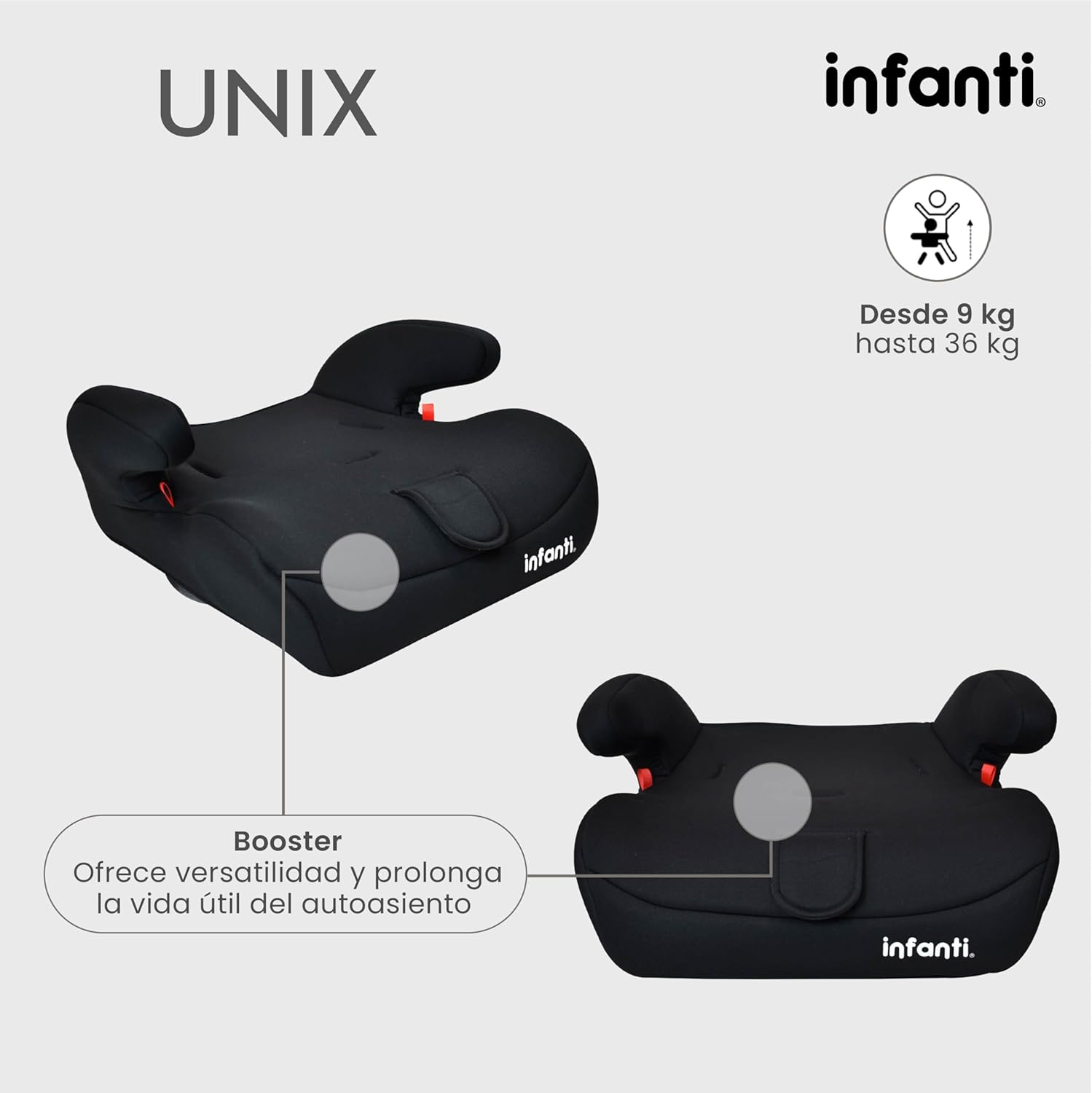 Infanti Unix Car Seat in booster configuration