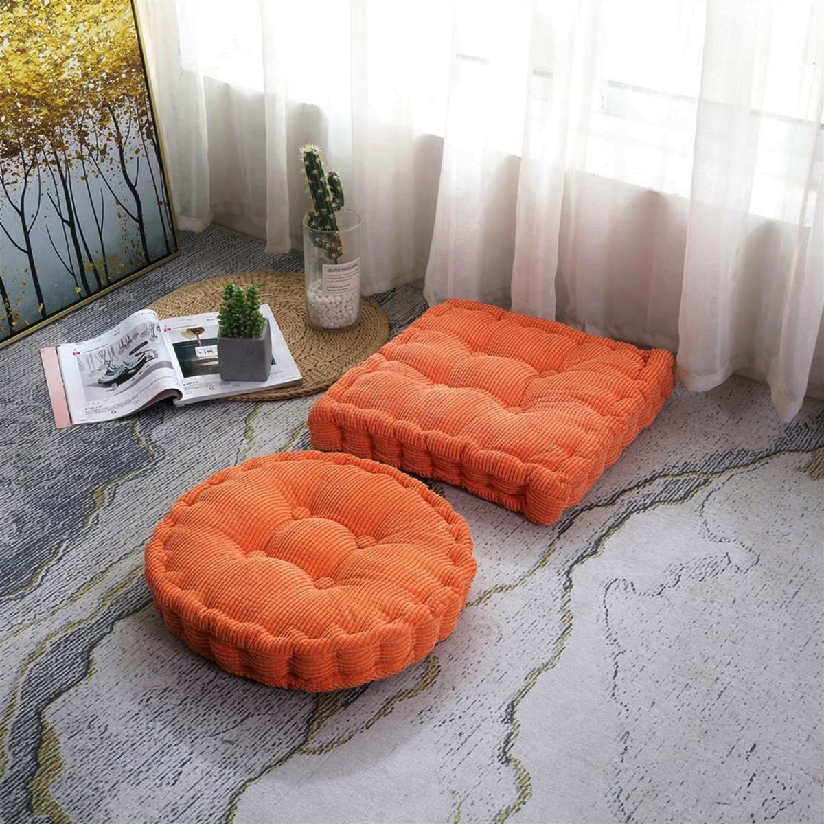 Aqestyerly Coussins de Sol Tatami Doux Épais Coussin de Siège pour Yoga Salon Balcon Enfants Canapé Extérieur Patio Café Décoration