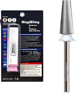 3XF Tapered Barrel Nail Drill Bit, 3/32" Cross-Cut Tungsten Carbide Safety E-File Bit, Low-Vibration for Sensitive Nails & Thin Gel Acrylic Removal, Two-Way Rotation for Nail techs and Beginners