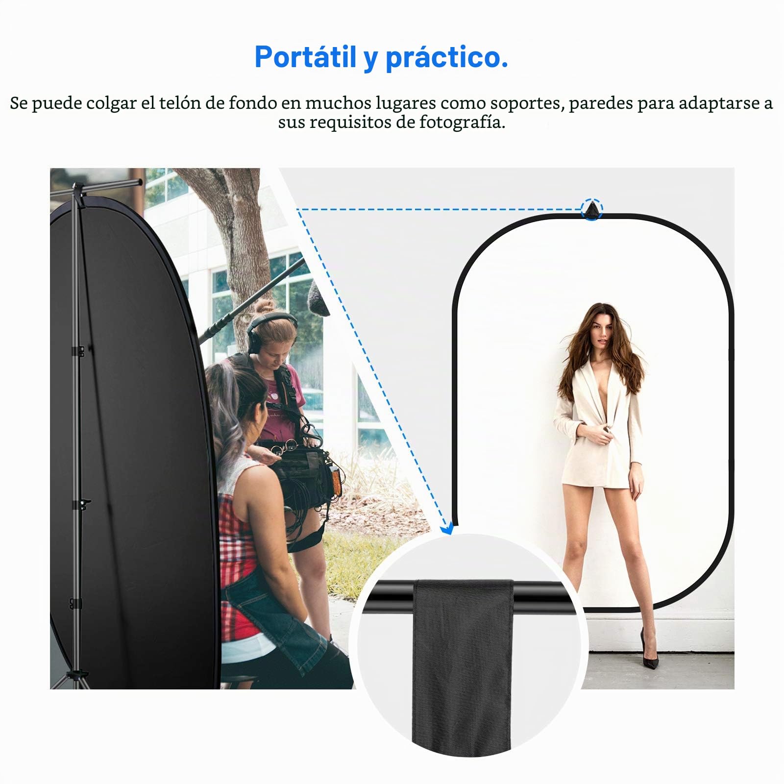 NEEWER Fondos Chromakey, Pantalla Negro de Doble Cara y Pantalla Blanco, Fondo 2 en 1 Plegable y Reversible para Fotografía, Juegos y Transmisión en Vivo, 1,5m×2m (Negro/Blanco)