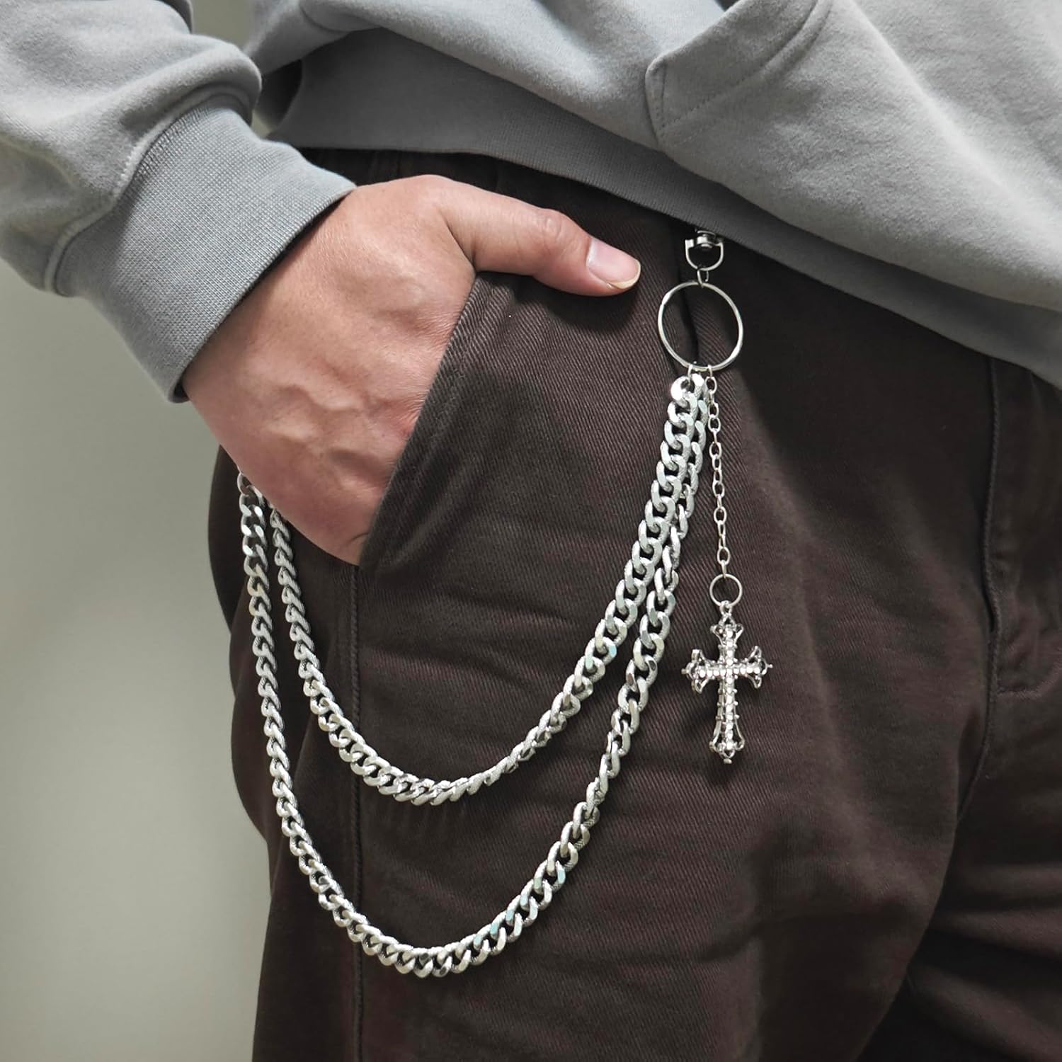 Pants Wallet Chain for Men Women, Punk Layered Trousers Jeans Chains, Hip Hop Pocket Chains Key Chain Accessories