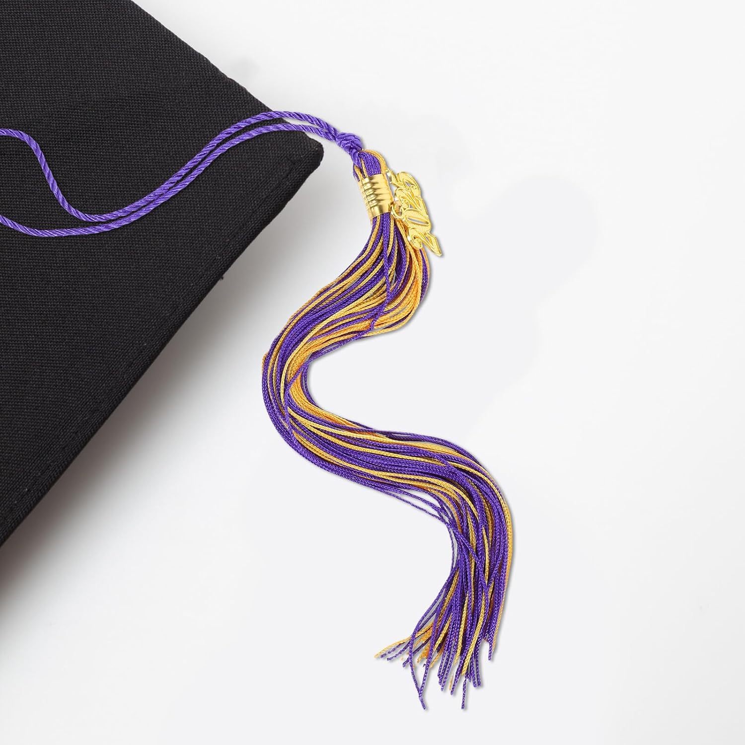 FRCOLOR 6pcs Graduation Tassel Ornaments for College Student Cap, Violet and Gold Decorative Graduation Season Hat Accessories for School Party and Graduate Ceremonies