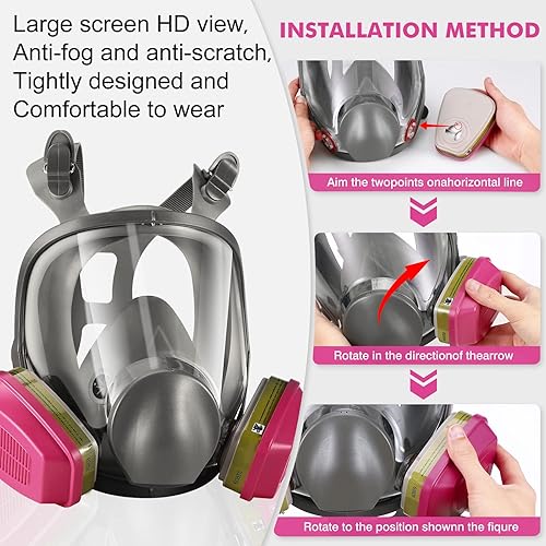 Miniatura 4 de Respirador de máscara facial completa con cartuchos 60926, cubierta de gas reutilizable, máscaras de vapor orgánicas de supervivencia, máscara de