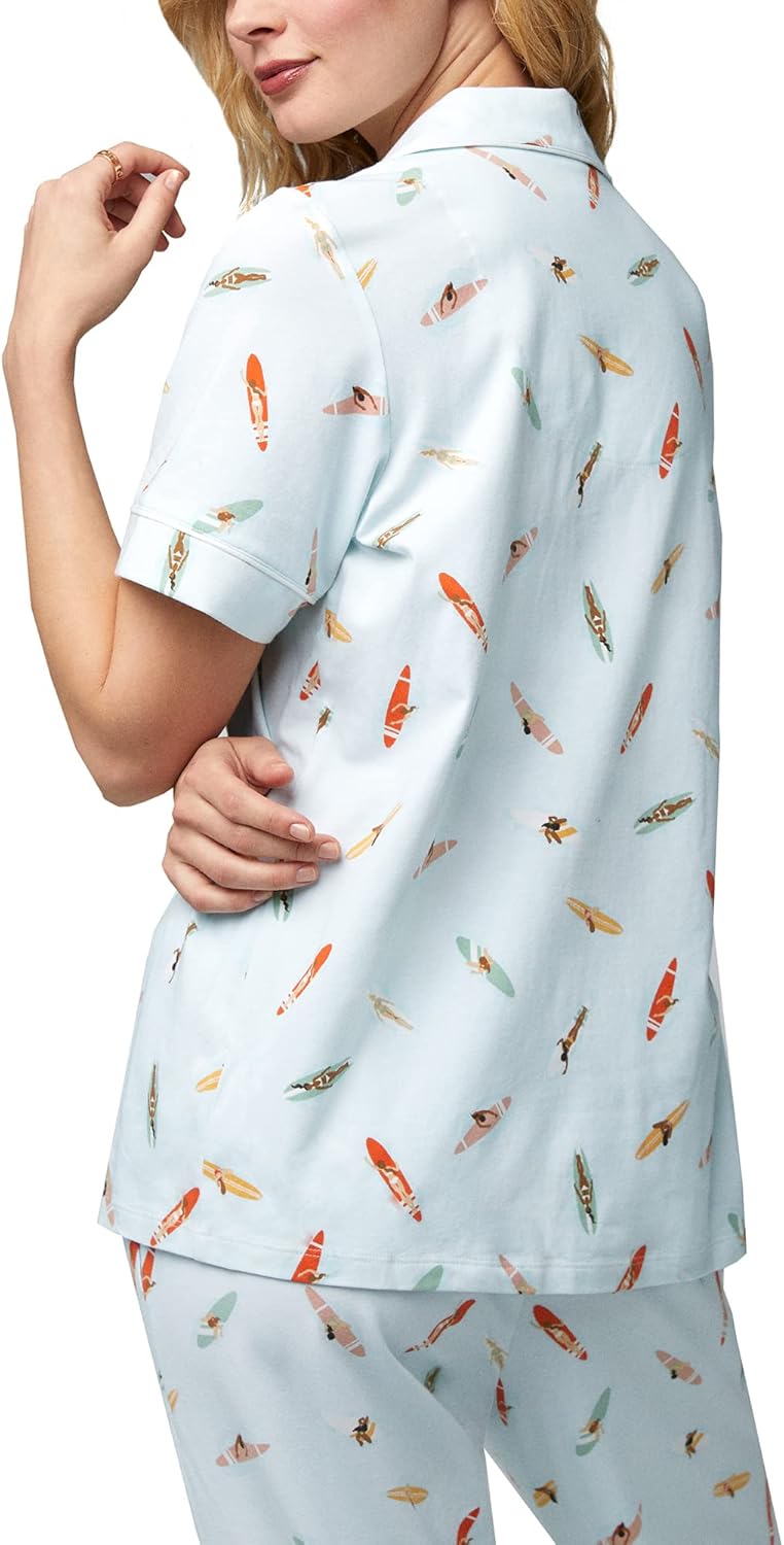 BedHead - Classic Stretch Cropped Jersey PJ Set - Retro Surf - Large - Image 4