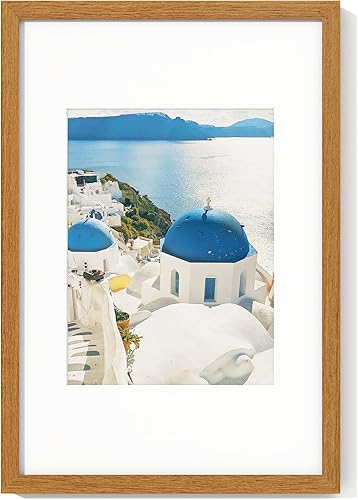 Miniatura 174 de Axeman Marco para póster de 18 x 24 pulgadas con paspartú para 16 x 20 pulgadas, marco de fotos de madera maciza de roble con vidrio templado, marco