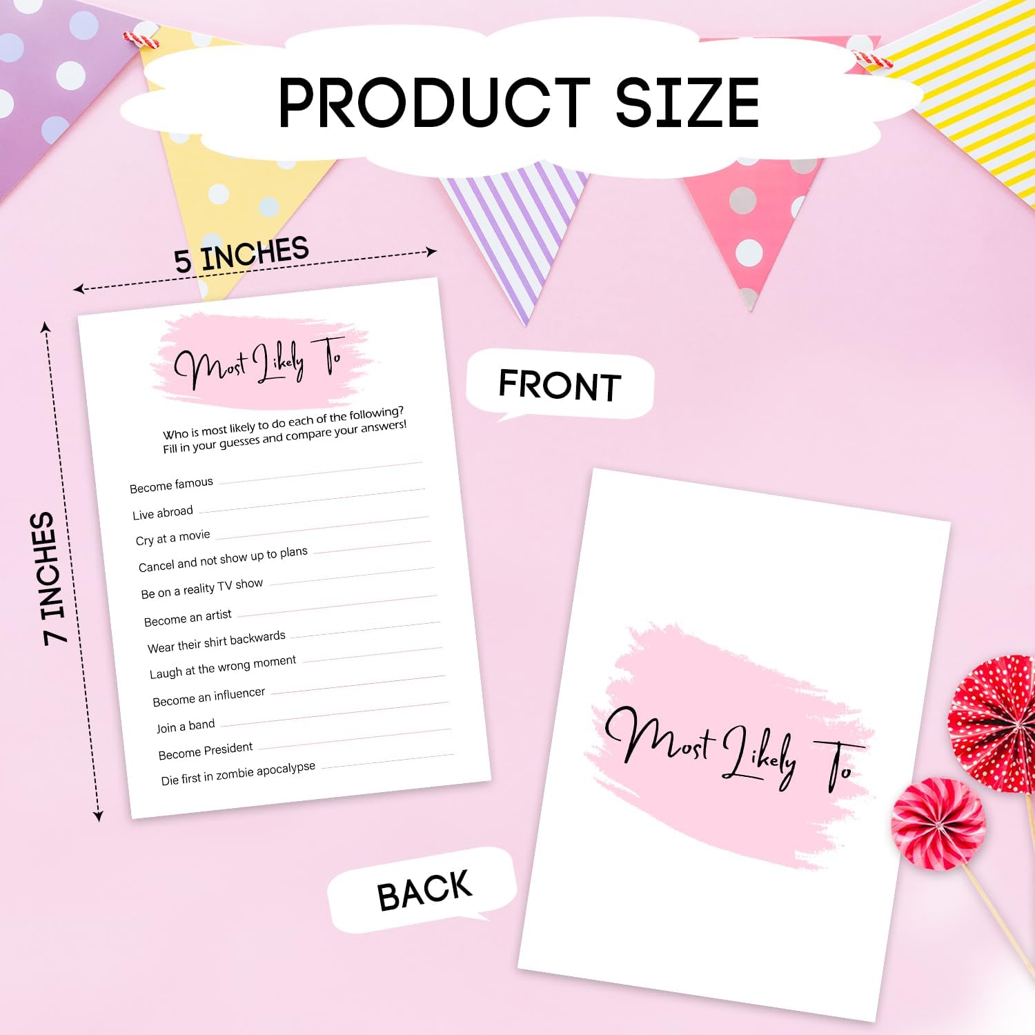 Birthday Party Game - Most Likely to, Birthday Party Activity Favor, Set of 20 Games Cards, Birthday Supplies, Activity, Decorations -B09