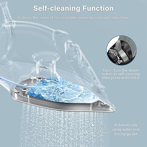 Miniatura 5 de Plancha de vapor, autolimpiante, ropa de planchado para uso doméstico, plancha de tela de 1800 W con suela de cerámica