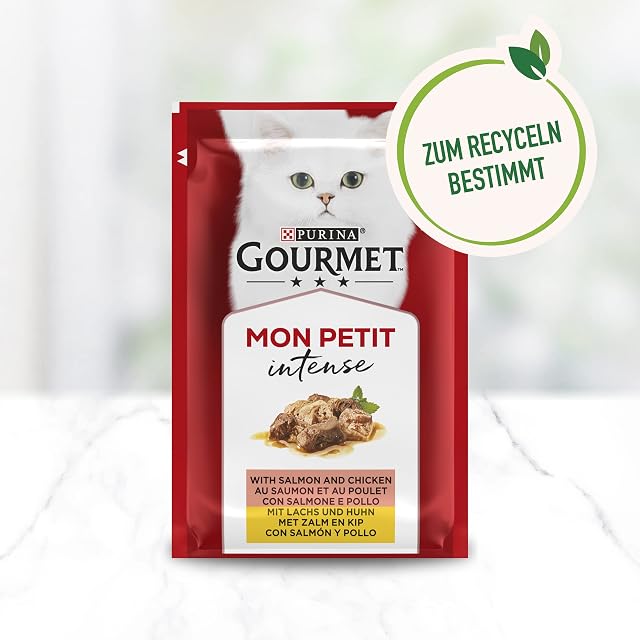Foto 3 de 8 de Gourmet PURINA GOURMET Mon Petit Duetto Intense Comida húmeda para Gatos, Mezcla de variedades con Pescado