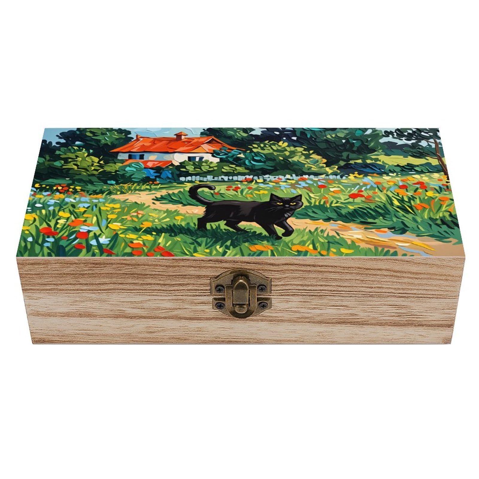 asbwuo Country Kitten Vintage Wooden Keepsake Box