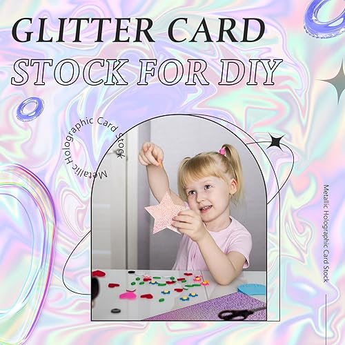 Vista 23 de Kosiz 100 hojas de cartulina holográfica metálica, cartulina brillante con purpurina iridiscente, papel de espejo iridiscente de 8.5 x 11 pulgadas