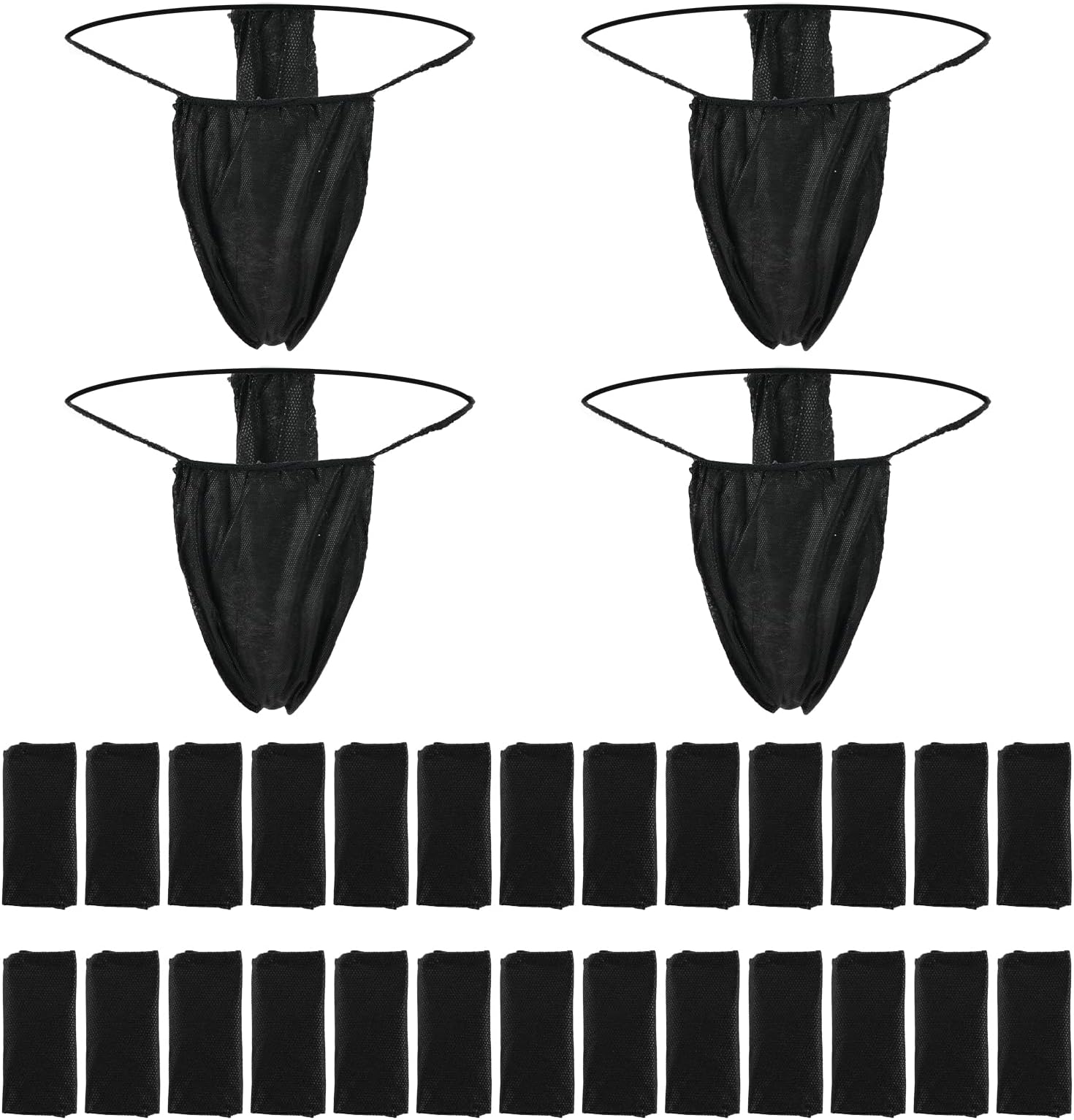 Yolev 50 Non-woven Thong Panties - Disposable T Strap Thong Bikini Panties for Spray Tanning and Spa - Black