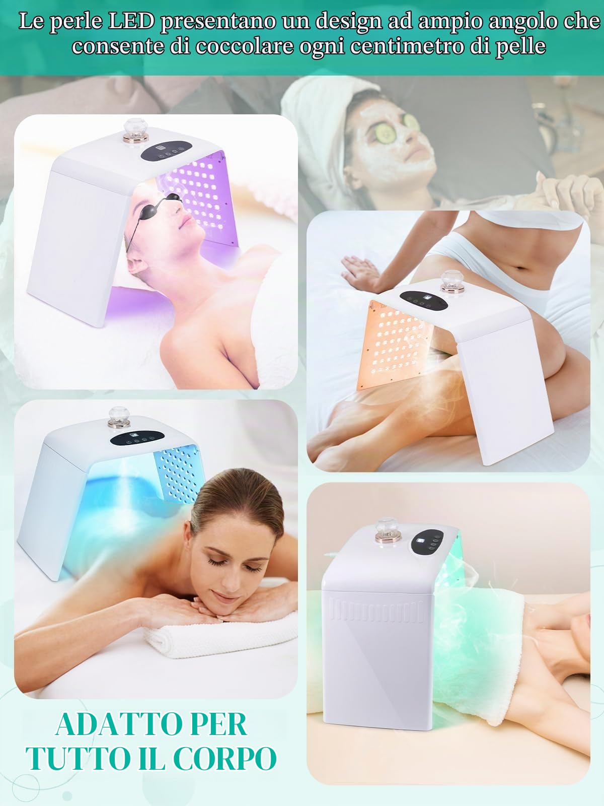 Yokilly Maschera Led Viso: Funzione Spray Maschera Viso Macchina - Design Della Piega Maschere Per Il Viso Red Light - 7 Colori LED Mask