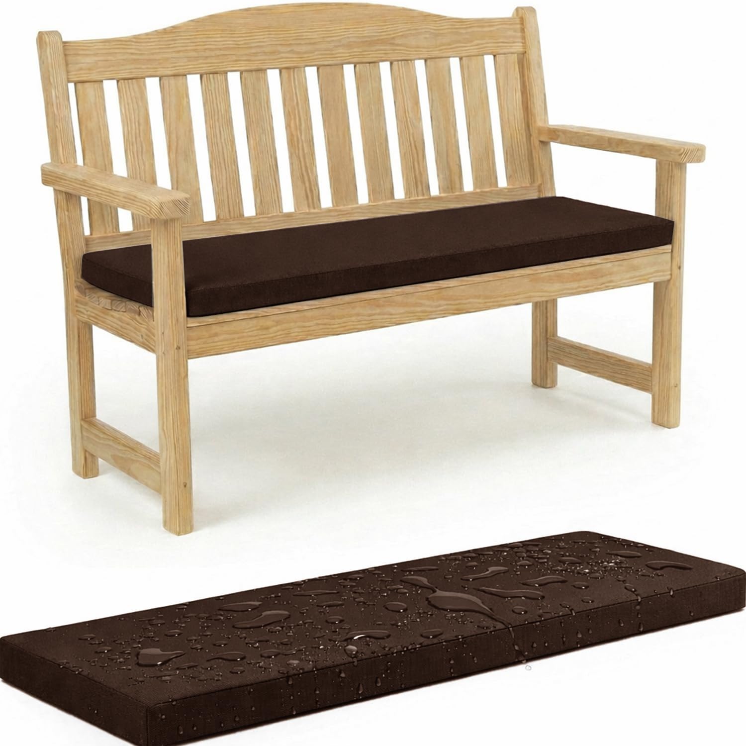 WLXFF Waterproof 5cm Thick Bench Cushion, Non‑Slip Outdoor Garden Seat Pad with Removable Zipped Cover, Weather Resistant for Patio, Lawn, Office & Coffee Shop