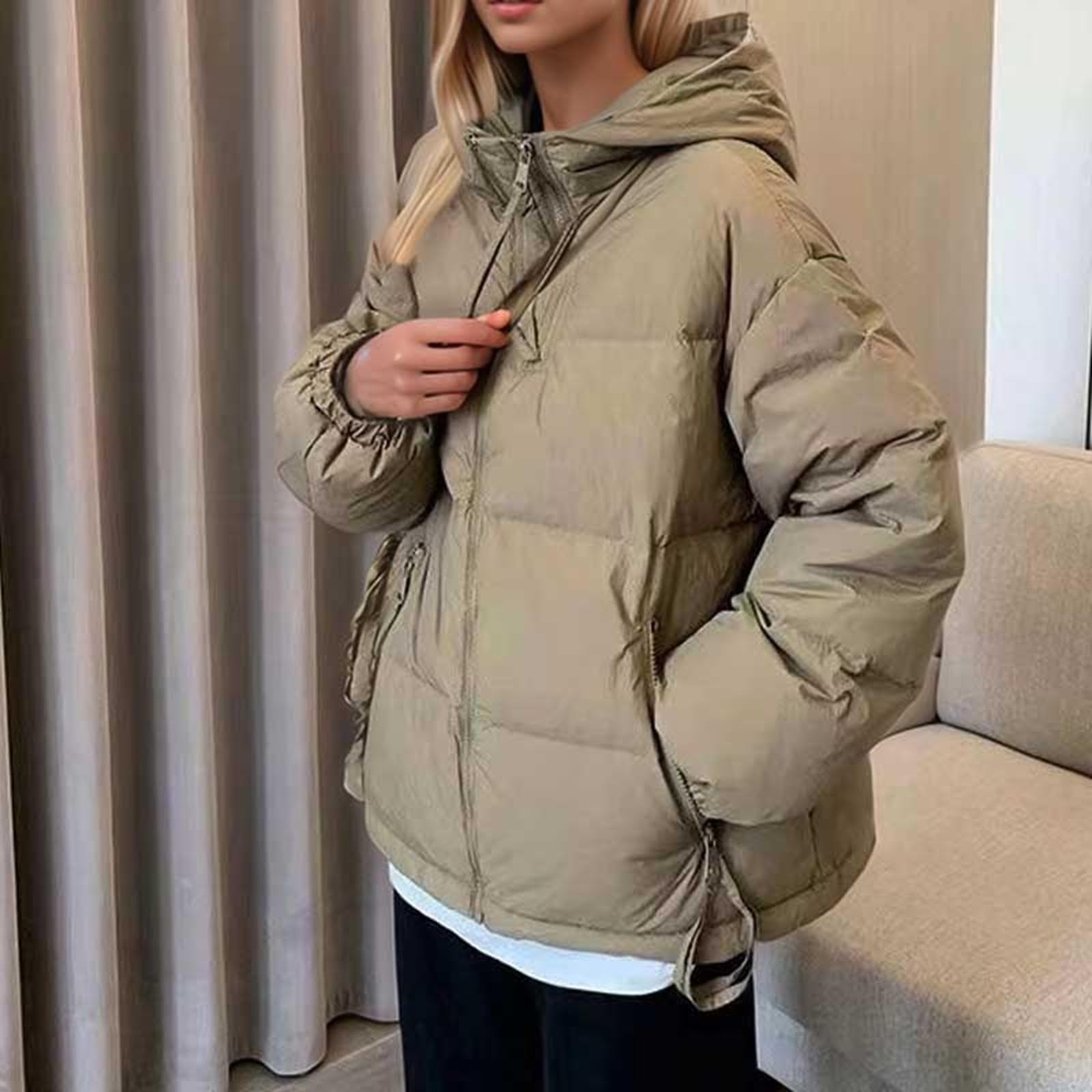 Generisch 2026 Chaqueta corta gruesa de invierno para mujer, abrigo cálido elegante para clima frío
