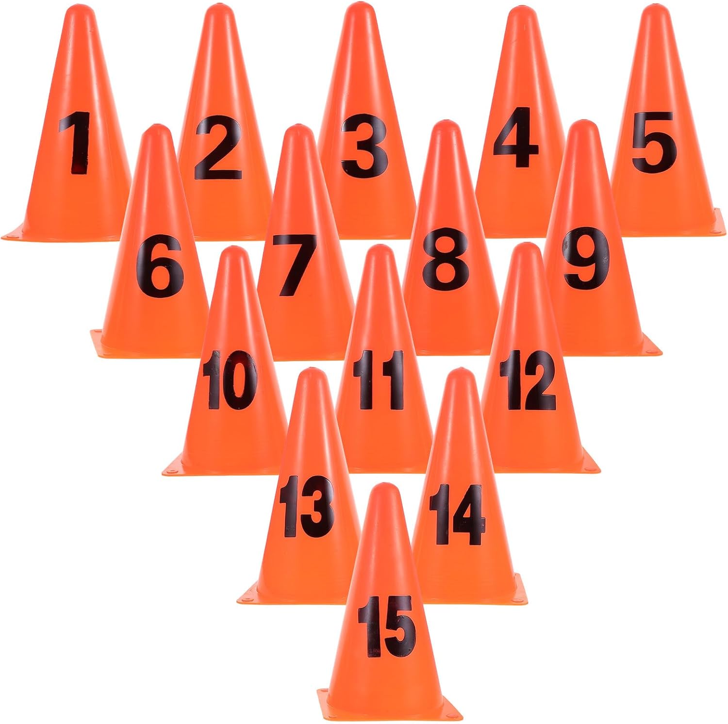 Plastic Numbered Soccer Cones 15pcs Set 23cm High Football Agility Training Markers Outdoor Sports Field Exercise Discs for Basketball and Soccer Practice