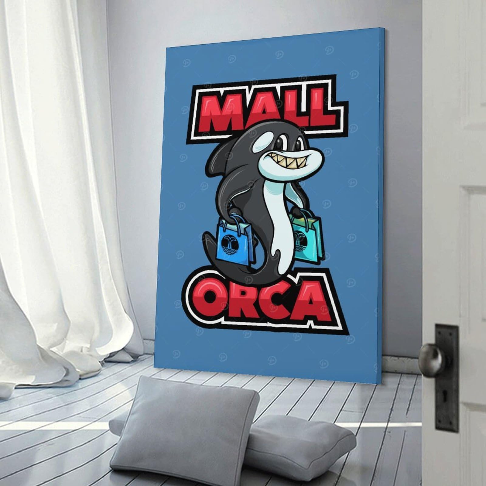 Junmoney Frame-Style-10 Decorative Wall Artwork Orca Whale T-Shirt Design, 24X36inch(60X90cm), For Contemporary Homes, Apartments Or Offices, An Easy Choice For New Home Styling