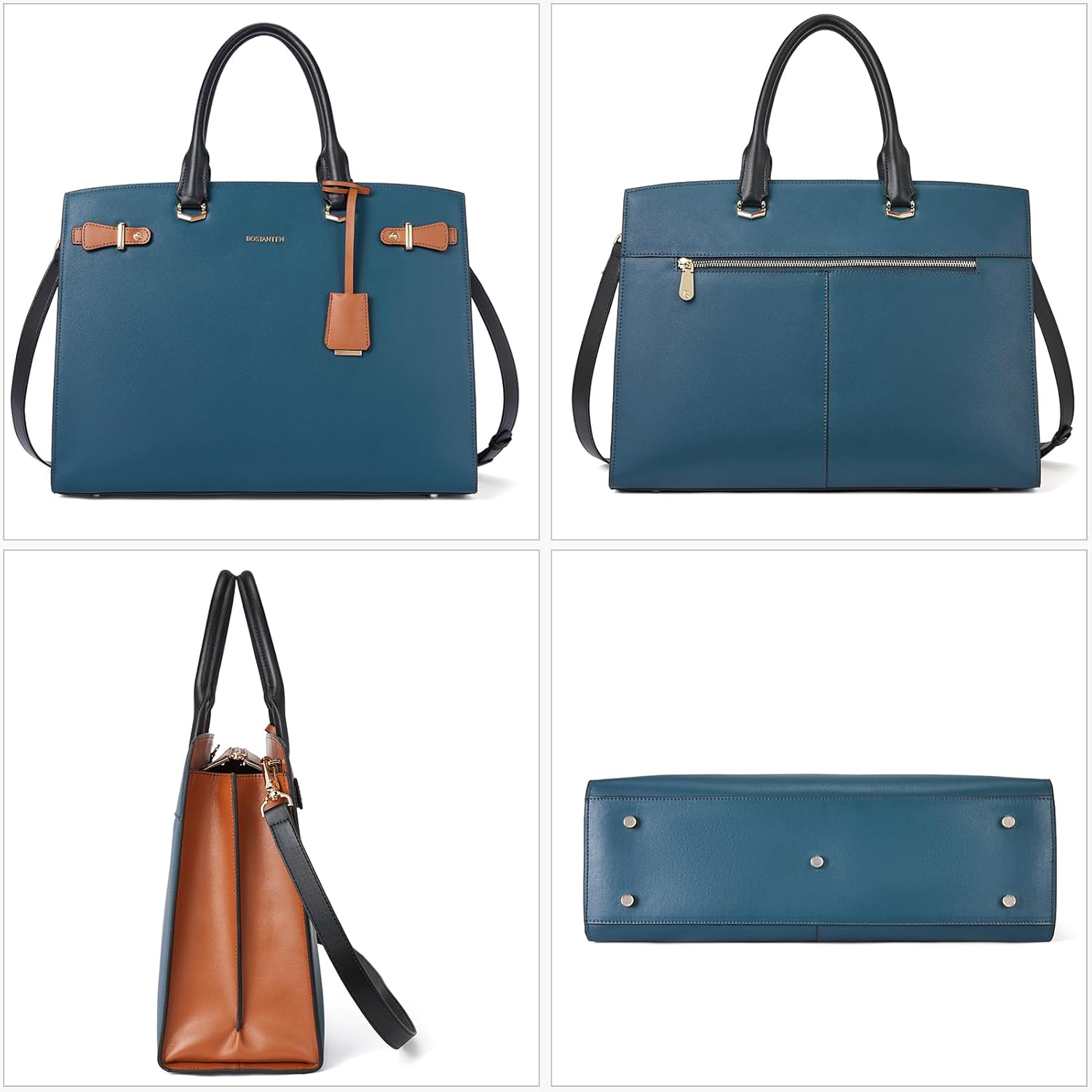 BOSTANTEN Briefcase for Women 15.6 Inch Genuine Leather Laptop Briefcase Shoulder Work Tote Bag Purse - Image 7