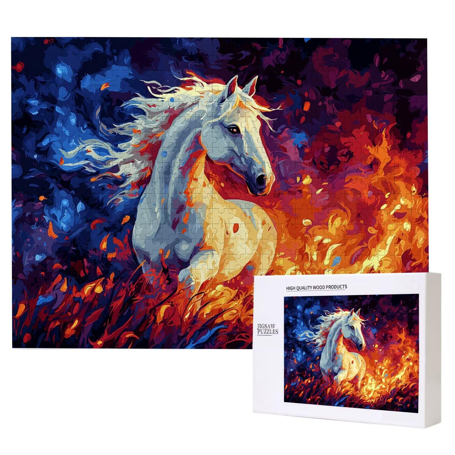 Pferd3000 elementów, puzzle 3D dla dorosłych, wymagająca łamigłówka, gra logiczna dla całej rodziny, prezenty dla mężczyzn i kobiet, puzzle bożonarodzeniowe, dekoracja domu, temat: ogień K0F-494