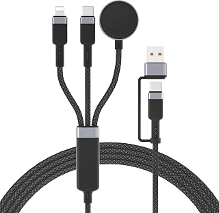 3-in-2 Multi Charging Cable for Apple Watch and Phone,5.8ft Apple Watch Fast Charging with iWatch Charger/iPhone Lightning Cable/USB-C Cable for iWatch Ultra/SE/10/9/8/7/6/5/4,iPhone 16/15/14/13/12