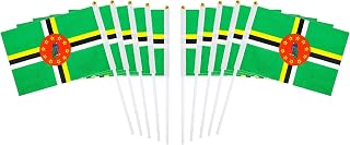 10 Pack Dominica Flags on Stick 5x8 Inch,Patriotic Decorations,Classroom Decor,Small Mini Flags on Sticks,Flag Decorations for Party.