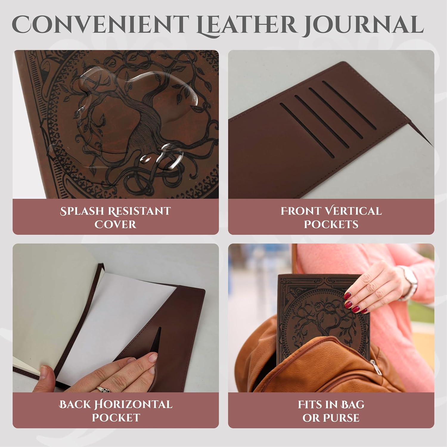 Tree of Life Leather Journal | Refillable Laser Engraved Journal for Women | Vegan Leather Prayer Journal