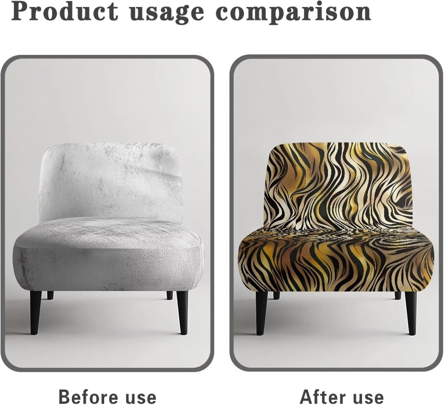 Slipper Chair Slipcover Stretch Armless Tiger Print Accent Chair Cover Removable Sofa Chair Cover Holiday Decorations Furniture Protector for Living Dining Room Hotel