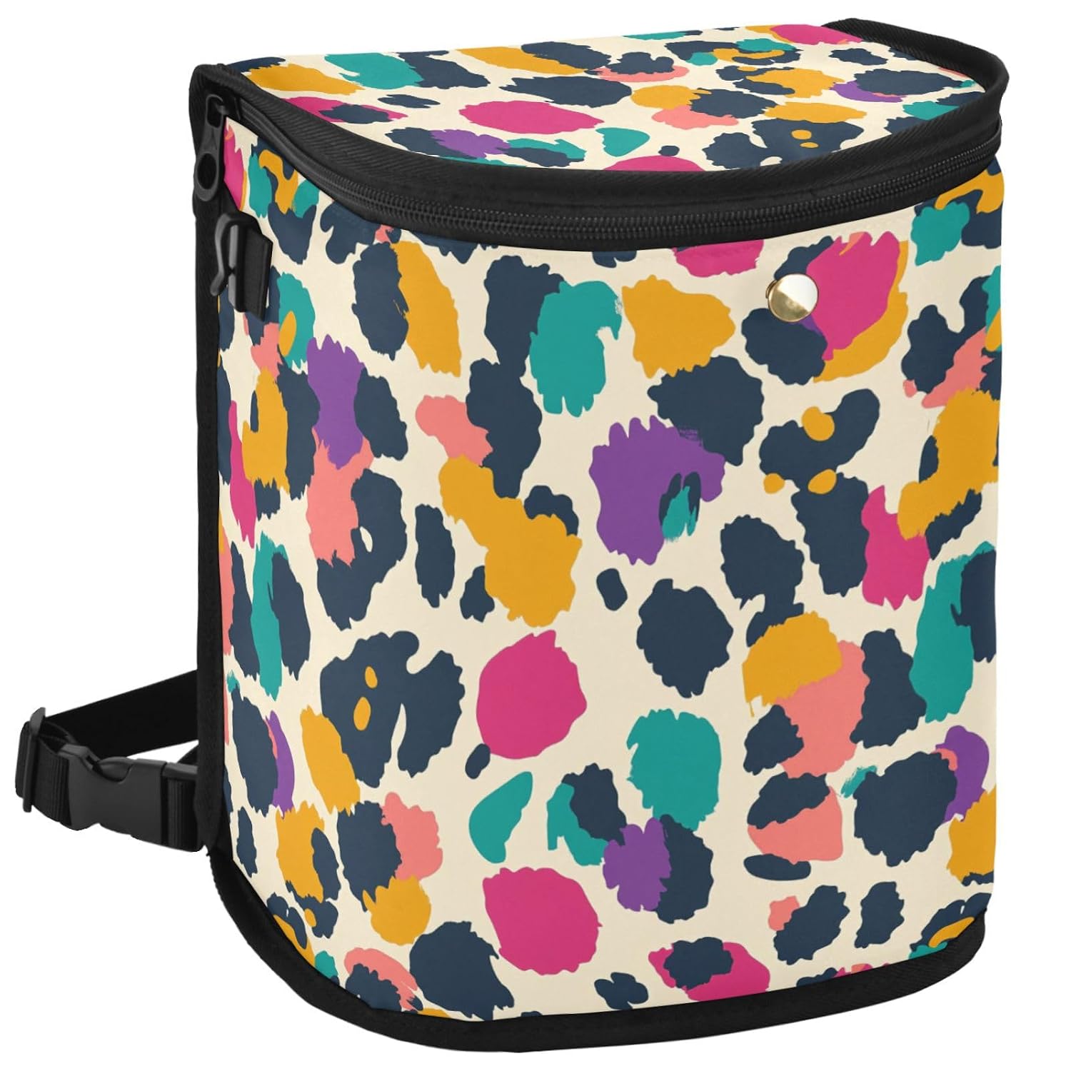 Car Trash Can Colorful Cheetah Leopard Print Car Garbage Bag with Lid Hanging Waterproof Leak Proof Vehicle Storage Bin