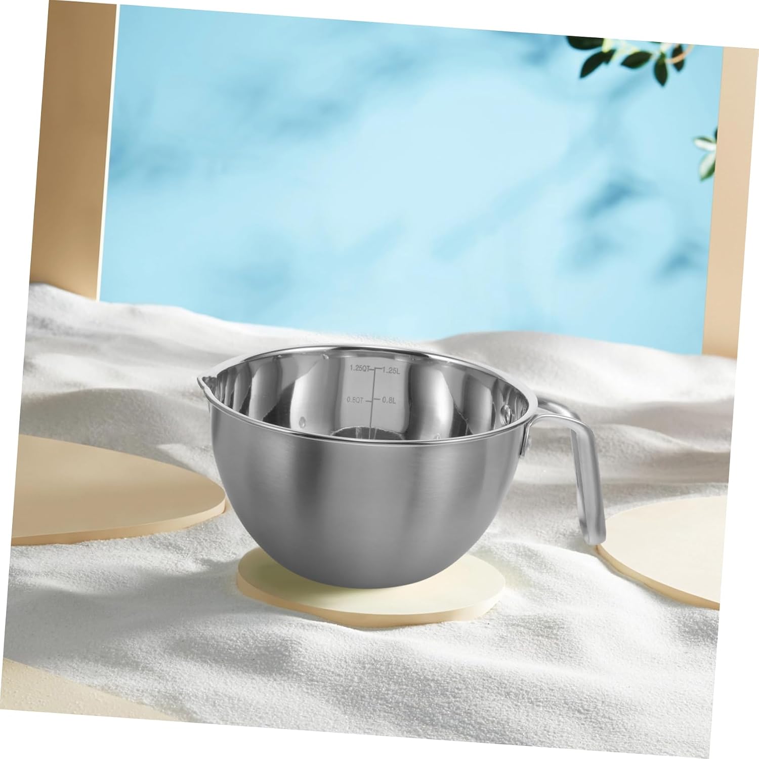 KOMBIUDA Stainless Steel Melting Pot for Chocolate Cheese and Butter Integrated Double Boiler Design Compact Heating Bowl for Candle Making and Cooking