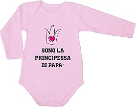 Social Crazy Manica Lunga Body Bimbo Biamba Neonato Pigiama - SONO LA PRINCIPESSA DI PAPA' - Infanzia Nasciata qualità Made in Italy