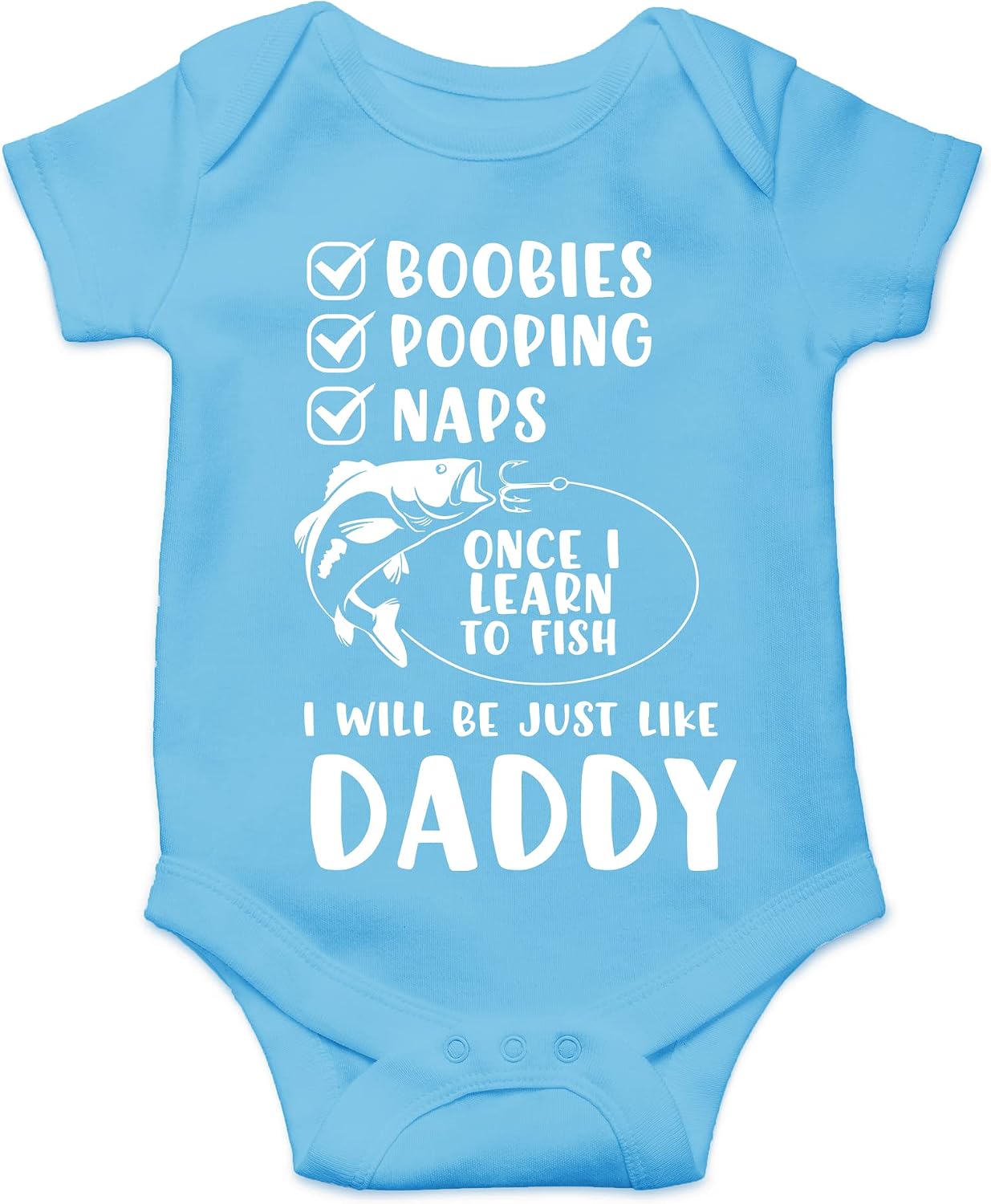 CBTwear Once I Learn to Fish I Will Be Like Daddy - Baby Clothes - Funny Newborn Bodysuit Outfits for Boys and Girls