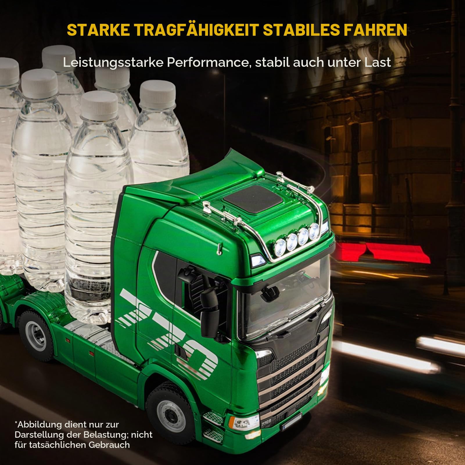 RC Traktor LKW Im Maßstab 1:18 mit 19CH Licht Soundeffekte, 2,4G Fernbedienungs-Sattelzug, 4WD Legierungskarosserie Zum Spielen und Sammeln Im Gelände (Grün)