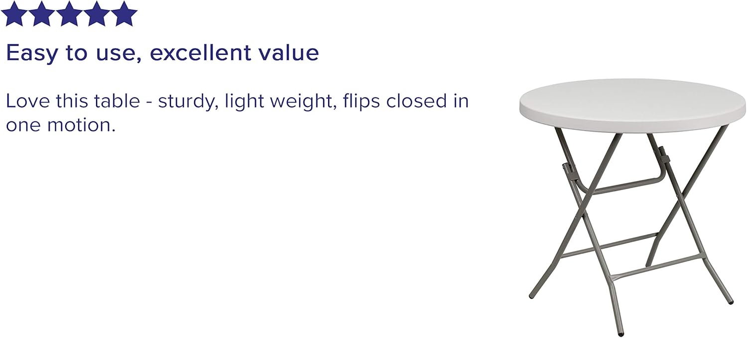 Flash Furniture 2.63-Foot Round Granite White Plastic Folding Table : Home & Kitchen