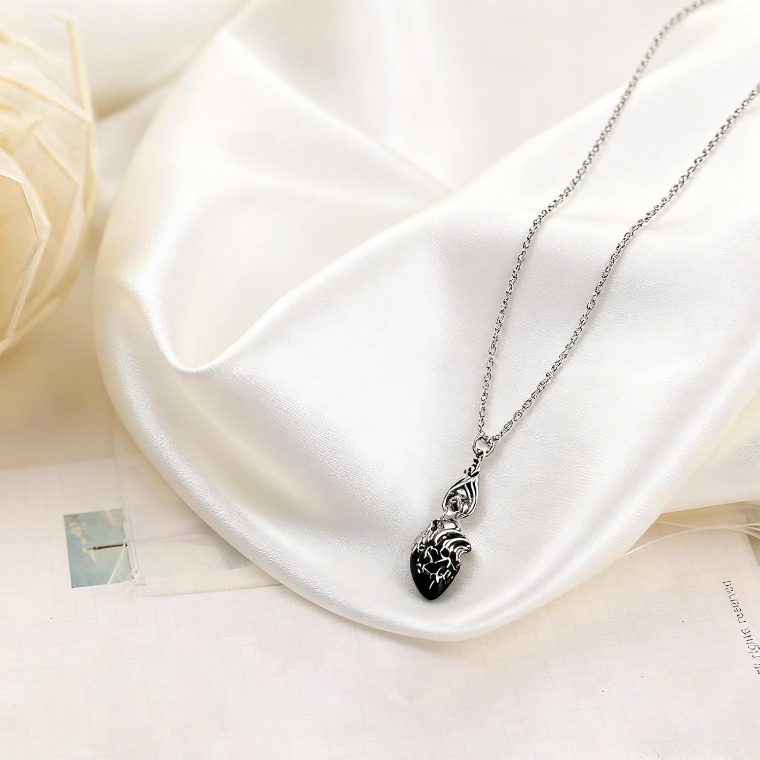 Gothic Heart Necklace for Women Anatomical Broken Heart Necklace Red Punk Hearts Pendant Necklace Cute Hanging Bat Halloween Cosplay Party Jewelry Accessories - Image 5