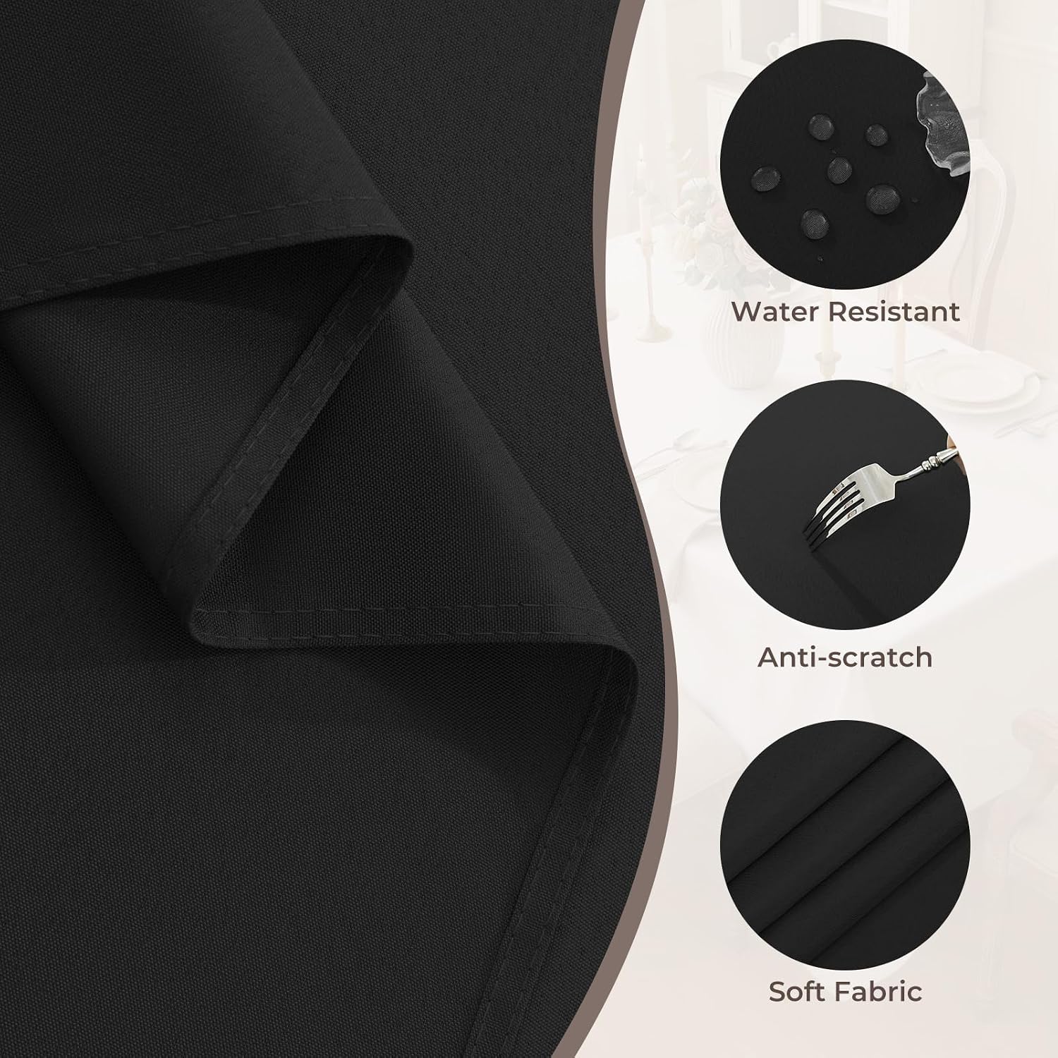 Romanstile Rectangle Tablecloth - Waterproof and Wrinkle Resistant Washable Polyester Table Cloth for Kitchen Dining/Party/Wedding Indoor and Outdoor Use (60 x 84 inch,Black)