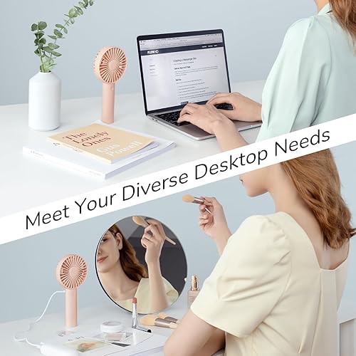 Miniatura 5 de JISULIFE Mini ventilador portátil de mano, batería potente de 4500 mAh, pequeño personal con 3 velocidades, recargable por USB para exteriores,