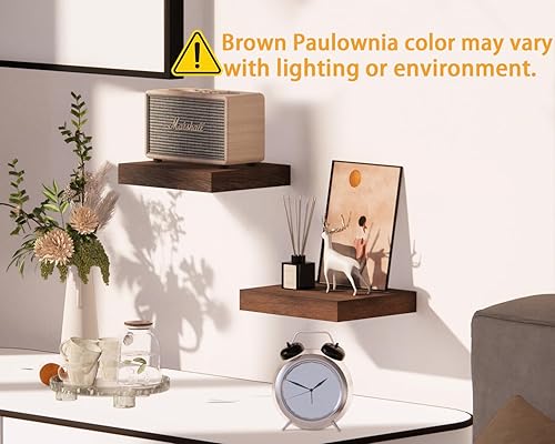 Miniatura 3 de Estantes flotantes para pared Estante de pared de diseño cuadrado de madera maciza con soportes ocultos, almacenamiento que ahorra espacio y