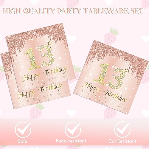 Miniatura 71 de Juego de 40 platos y servilletas de 40 cumpleaños para mujeres, juego de vajilla desechable para fiesta de 40 años de edad para decoración de 40º