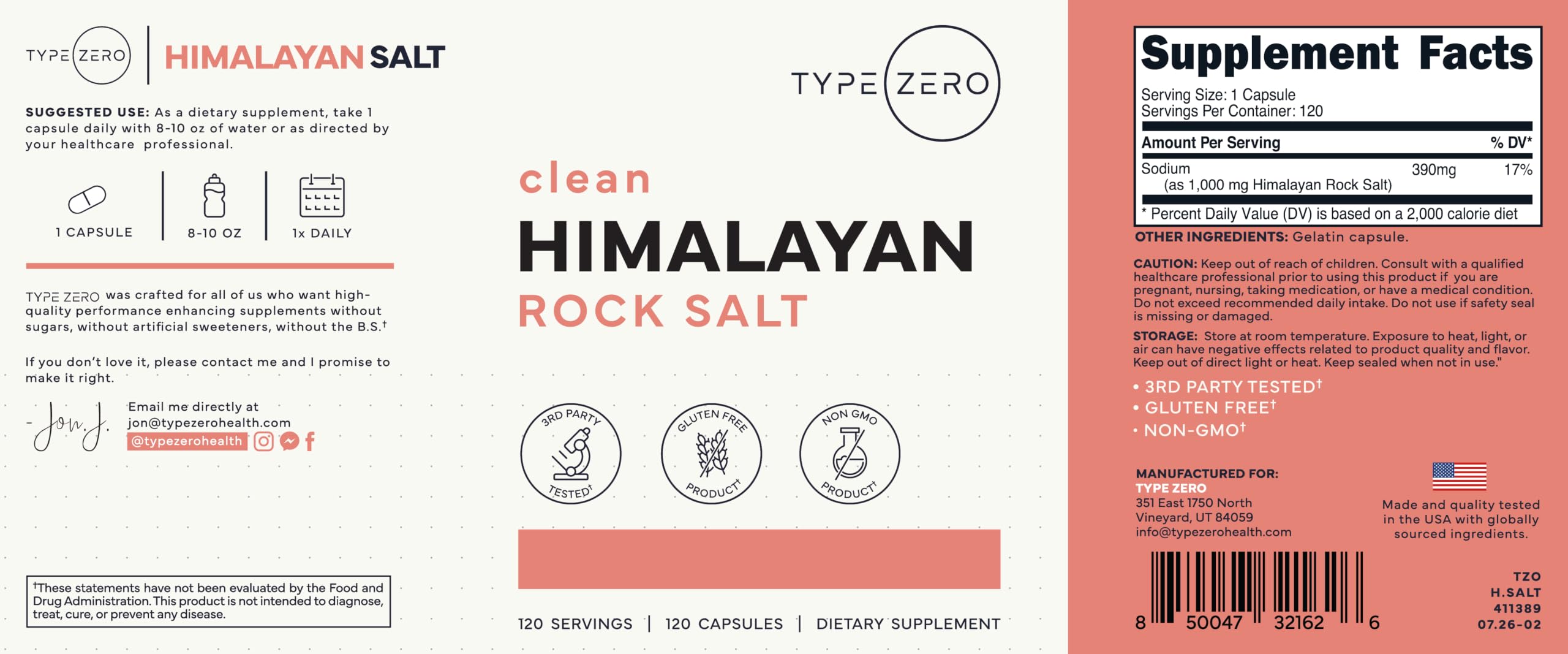 Type Zero Himalayan Rock Salt Capsules (1,000mg) 120 Capsules — Amazon image 5