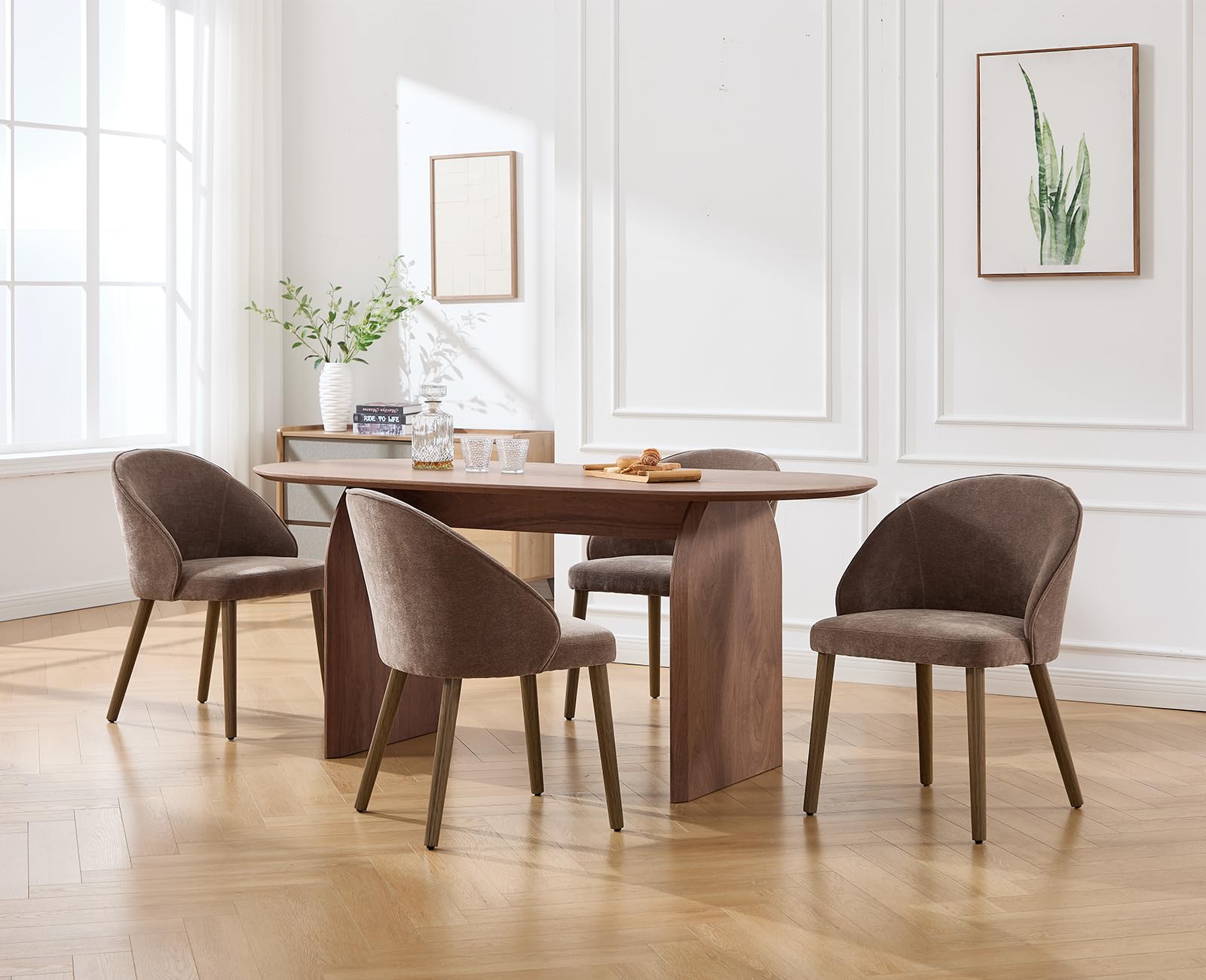 Set di 2 Sedie Sala da Pranzo Moderne per Cucina, Marrone