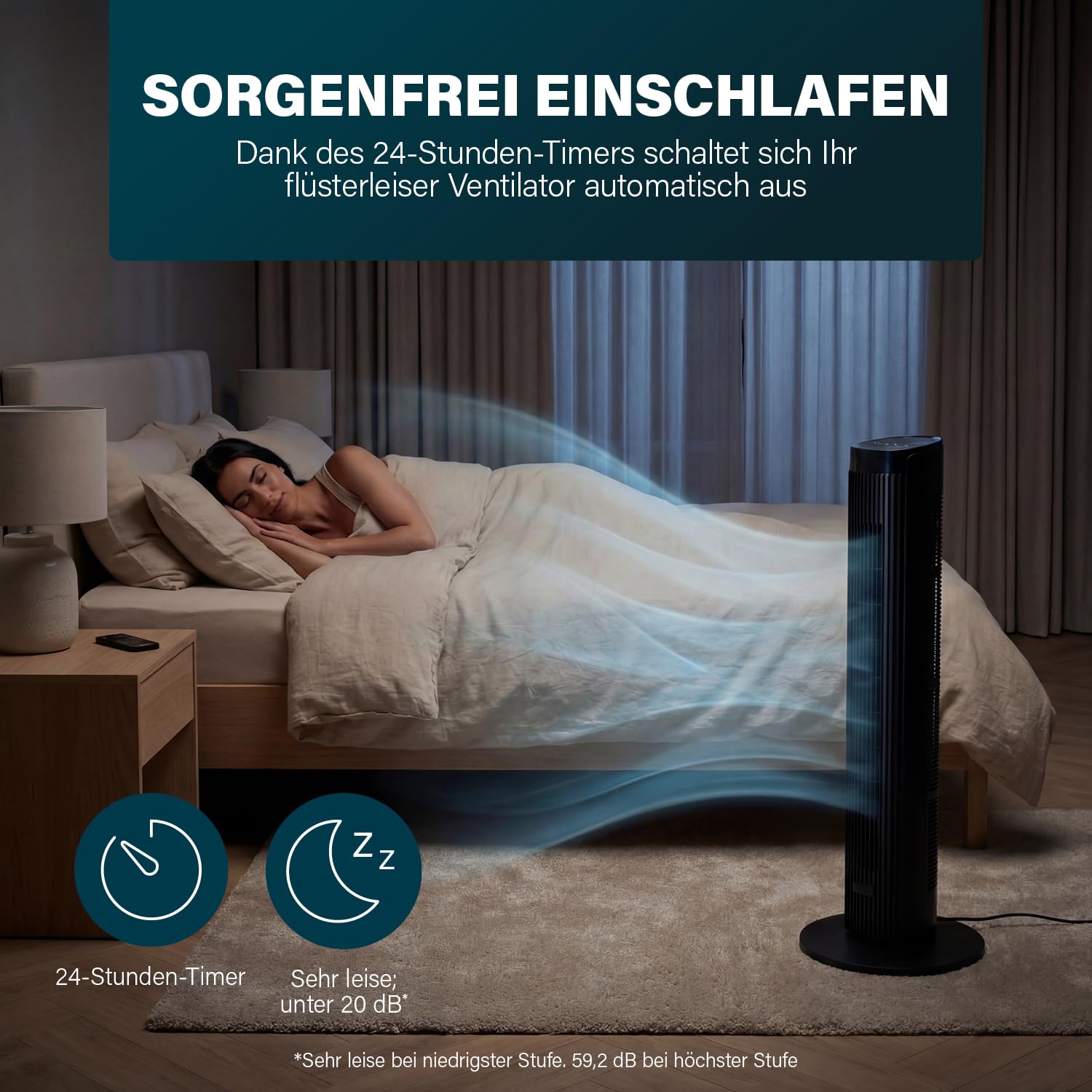Princess Turmventilator 40 W Oszillierend 4 Modi 12 Geschwindigkeiten Höhe 91,5 cm