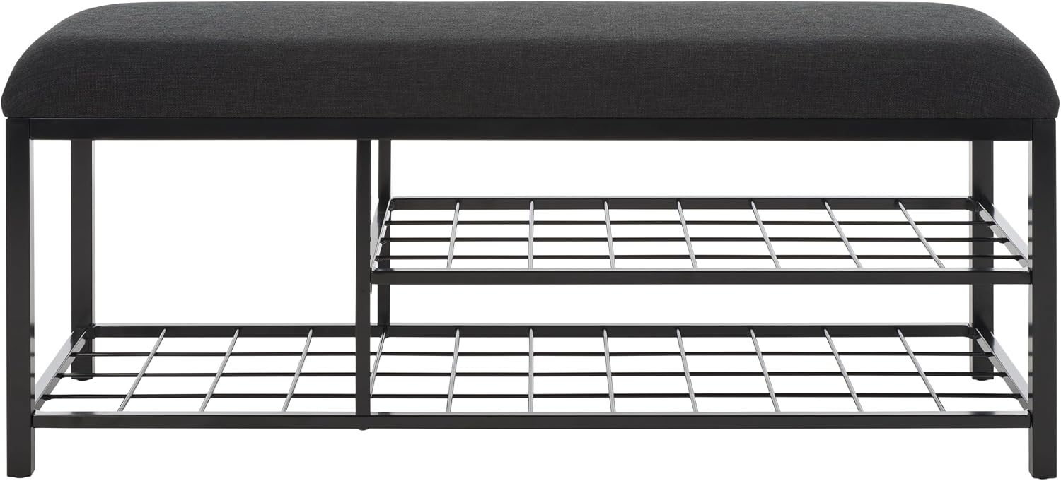 SAFAVIEH Home Collection Milligan Black/Black Open Shelf Bench with Cushion