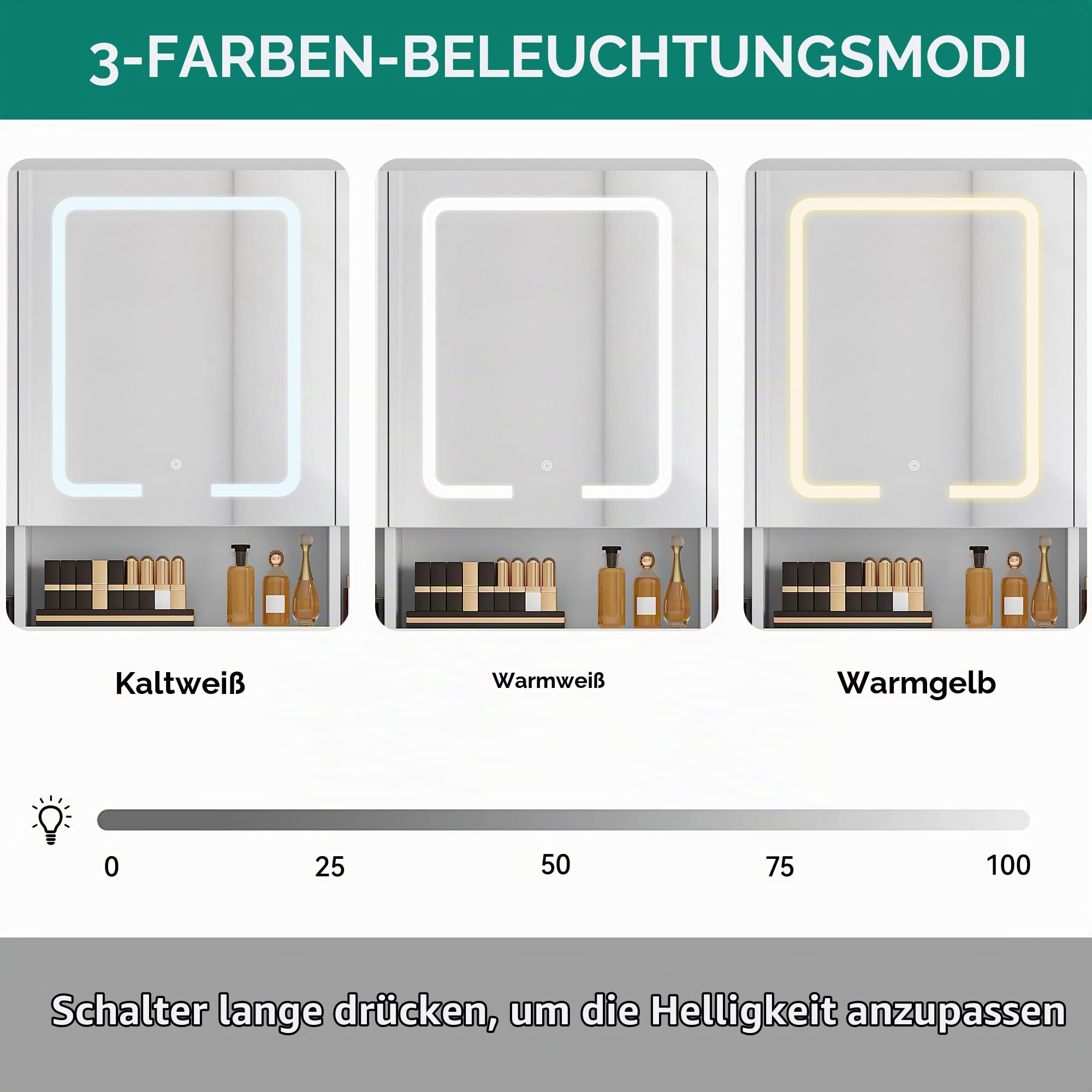 YITAHOME Schminktisch mit Spiegel und LED-Beleuchtung, Schubladen und USB-Anschluss, verstellbaren Fächern, moderner Frisiertisch für Schlafzimmer und Make-up, Haartrocknerhalter Weiß