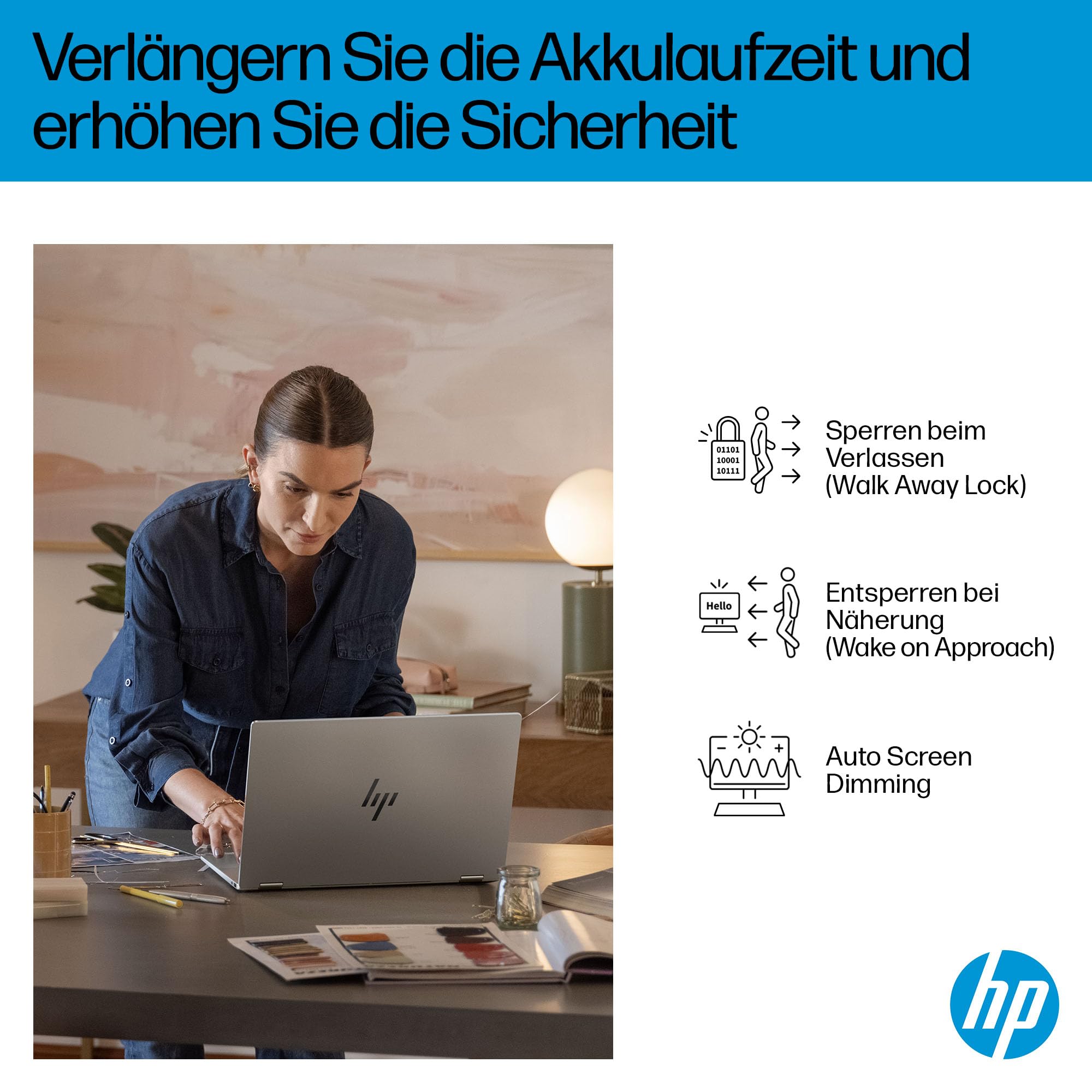 HP OmniBook X Flip 2-in-1 Laptop (16" 2K Touchscreen, Intel Core Ultra 5, Copilot+, 16GB RAM, 512GB, Win 11, QWERTZ) - Silber
