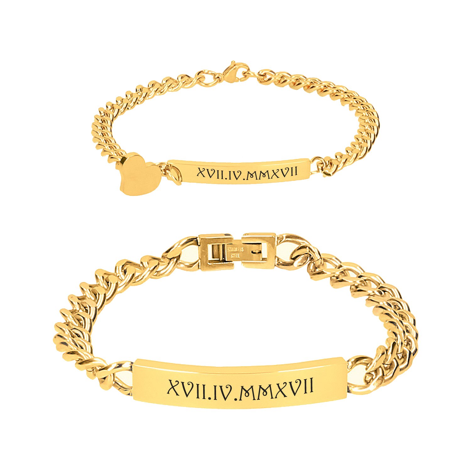 ID Edelstahl Armbänder mit Gravur nach Wunsch Partnerarmbänder Nr.3 mit Box NEU