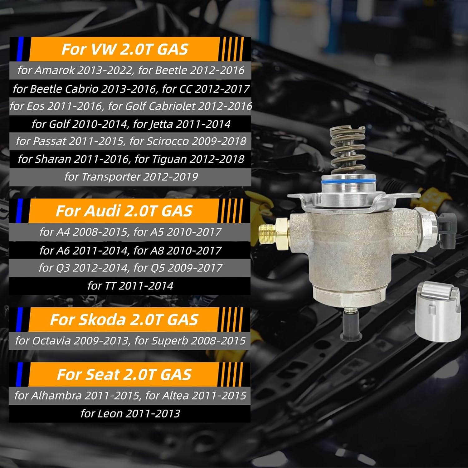 06J127025D 06J127025E 06J127025F High Pressure Fuel Pump with Fuel Pump Tappet Fit for Beetle Cabrio Golf Passat Tiguan Q5 Q3